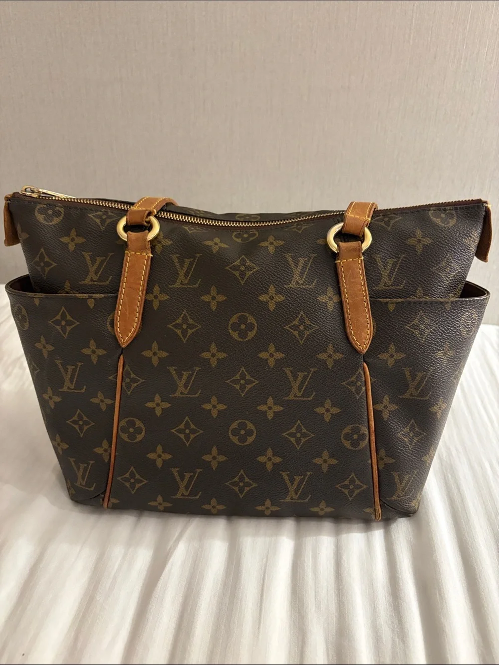 Authentic Louis Vuitton Monogram TotallyPM Canvas Shoulder Tote in Brown and Tan